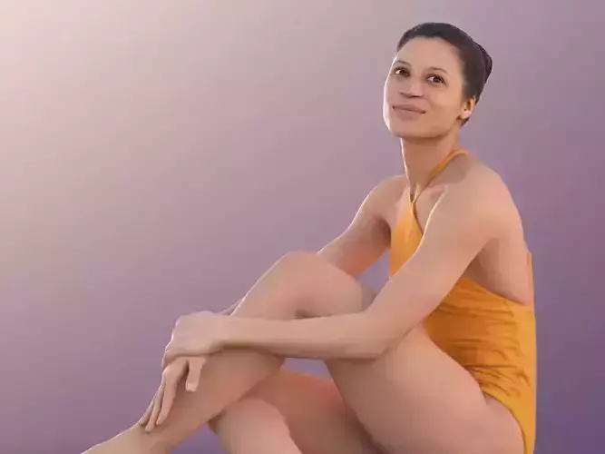 Diana 10901 - Woman In Bathing Suit Sitting At The Pool 3D model