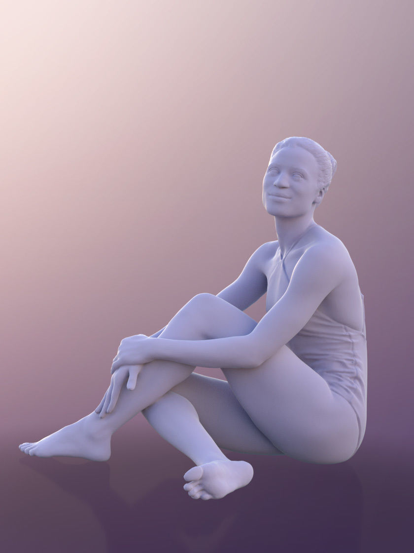 Diana 10901 - Woman In Bathing Suit Sitting At The Pool 3D model_4