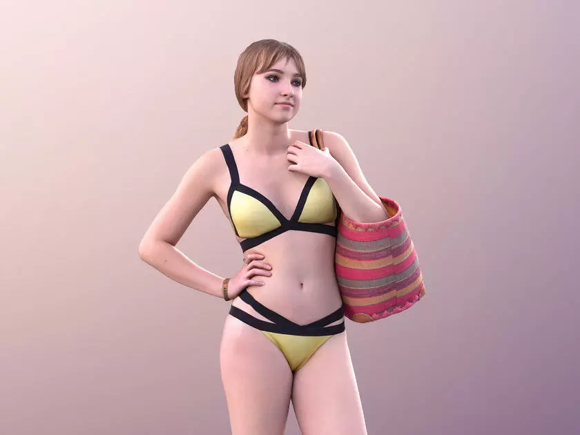 Anastasia 10102 - Young Woman In Bikini With Beach Bag 3D model