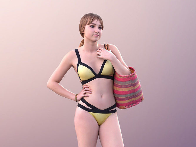 Anastasia 10102 - Young Woman In Bikini With Beach Bag 3D model