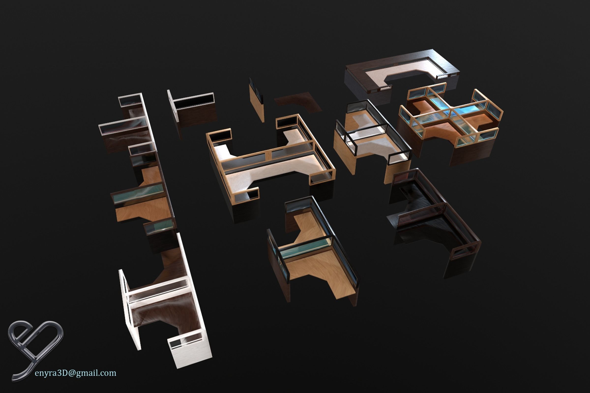Office Pack -Modular- PBR Low-poly 3D model_14