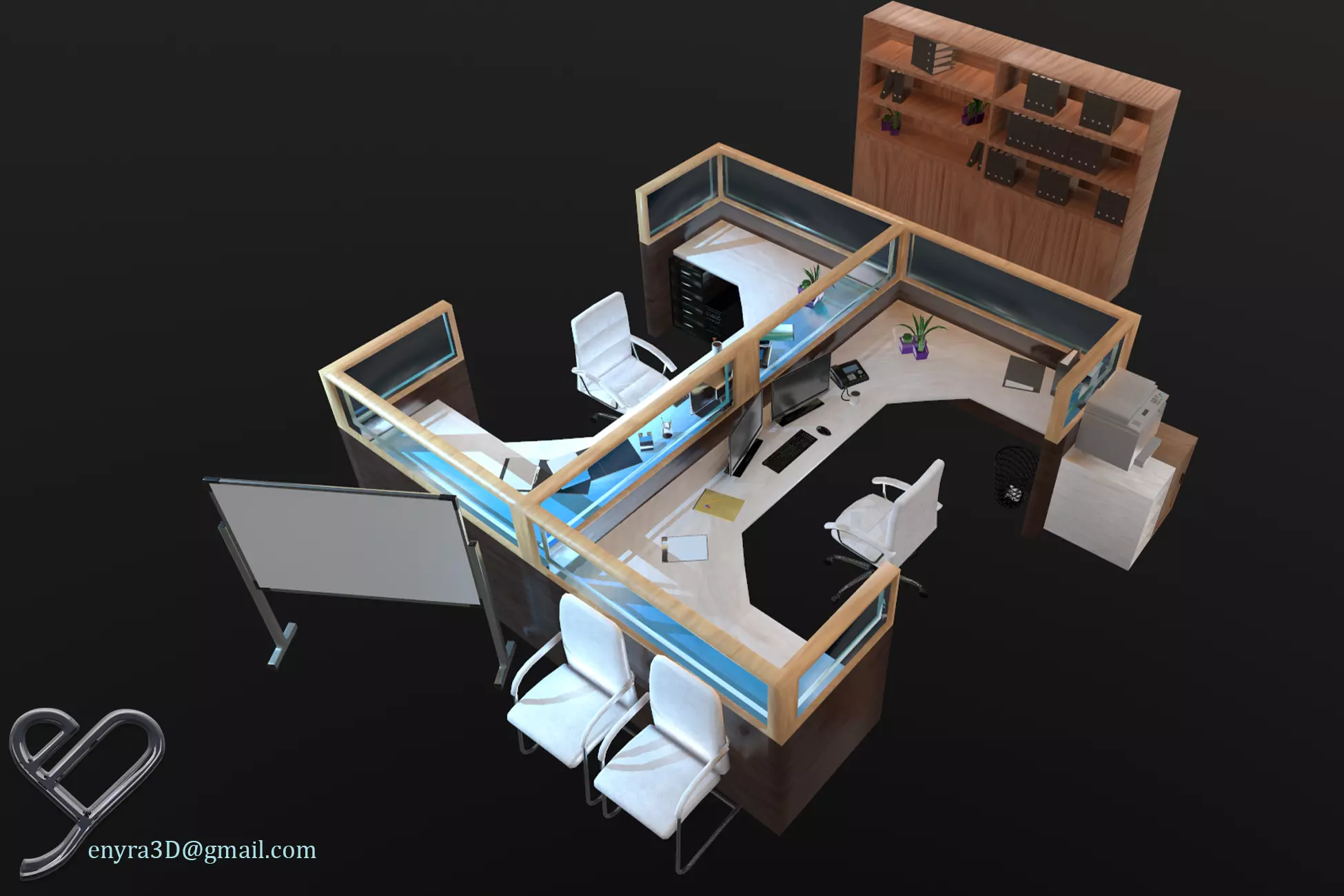 Office Pack -Modular- PBR Low-poly 3D model_0