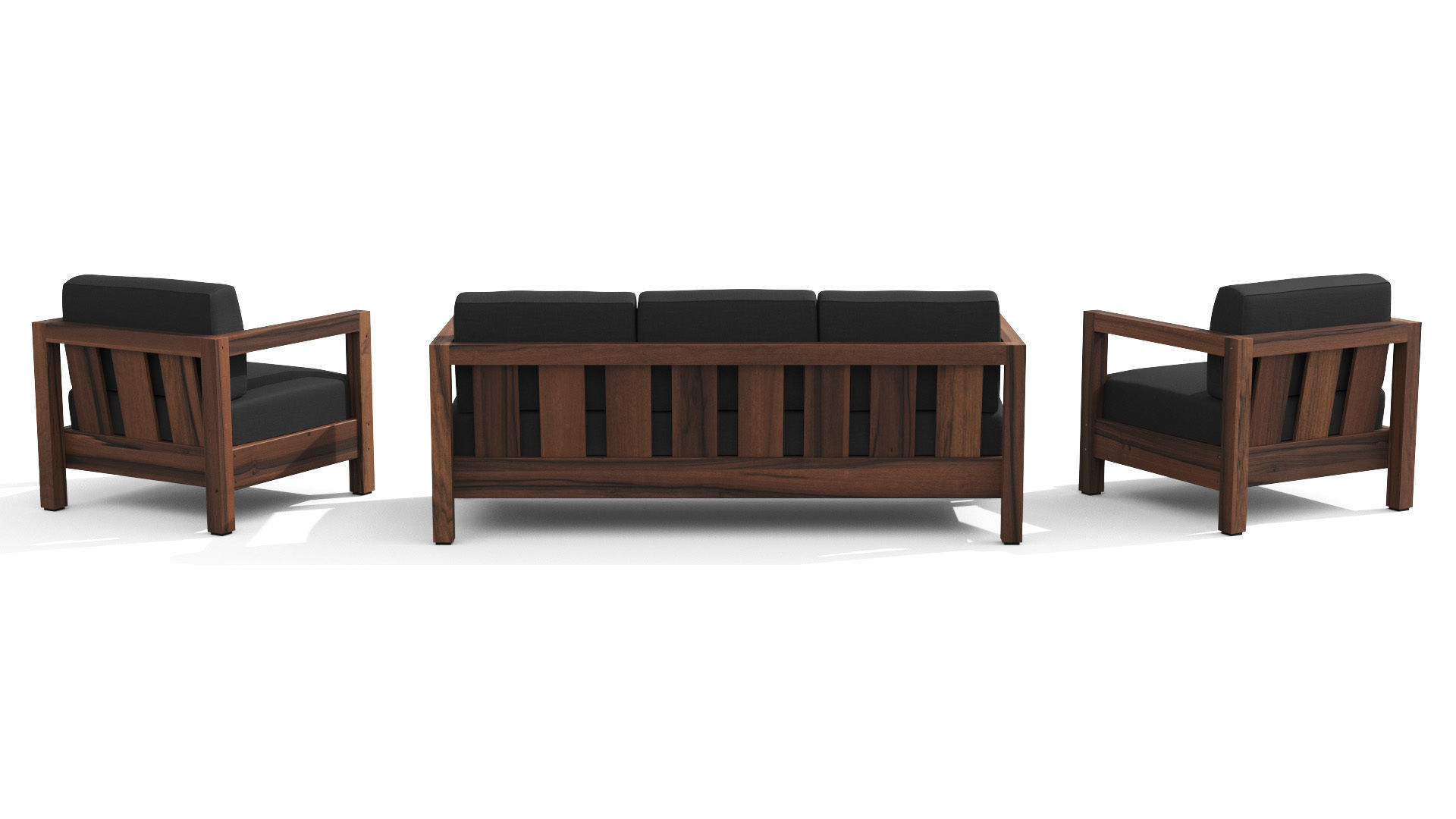 Arca Vintage Brown Sofa Set Low-poly 3D model_6