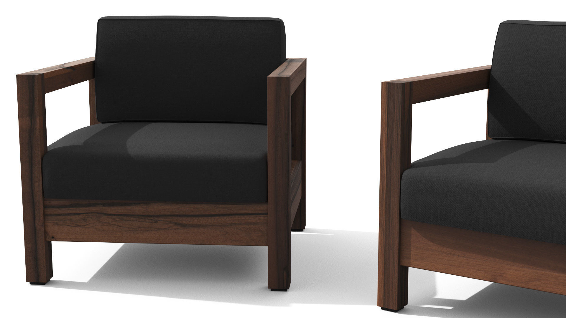 Arca Vintage Brown Sofa Set Low-poly 3D model_9