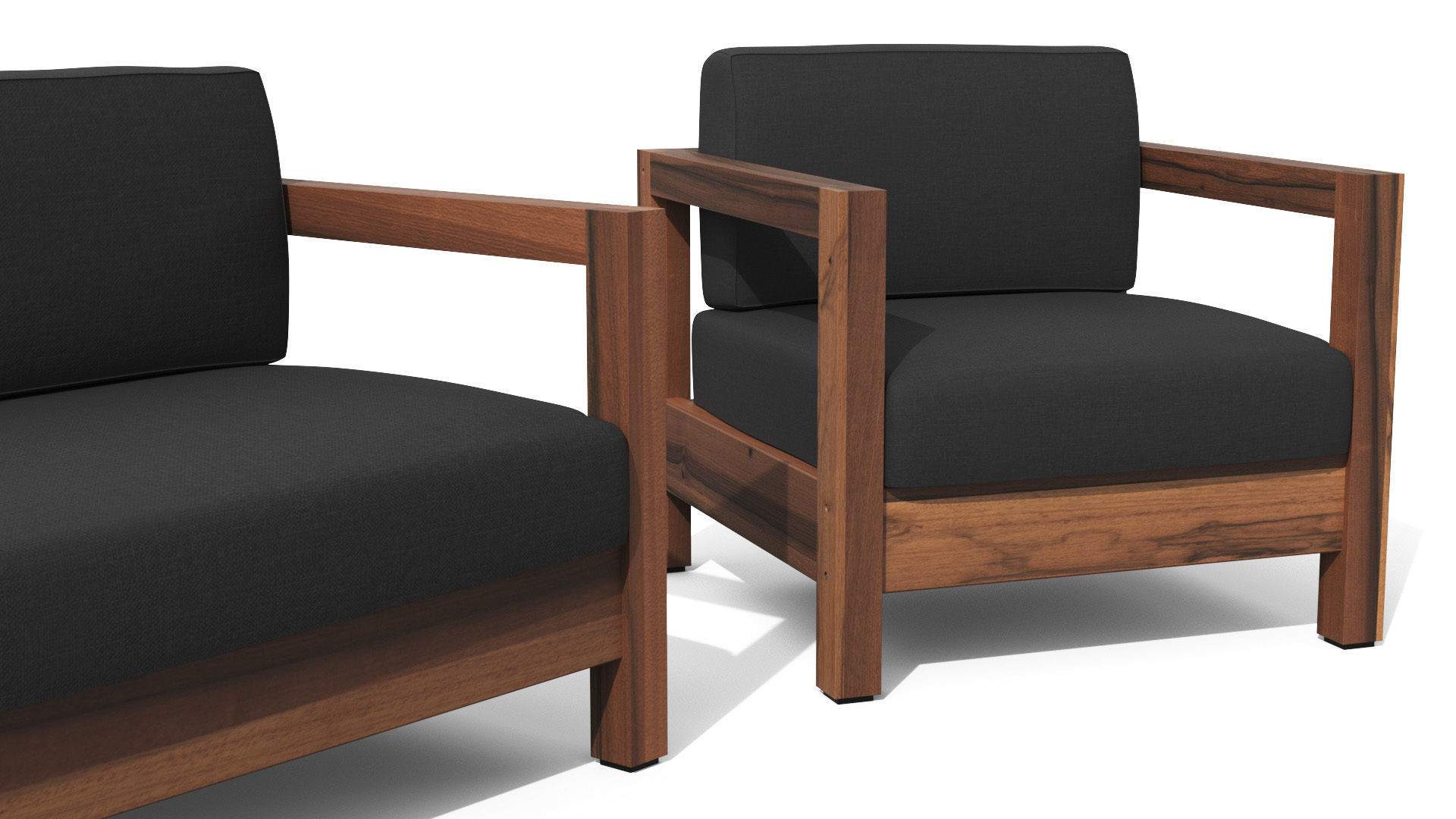 Arca Vintage Brown Sofa Set Low-poly 3D model_8