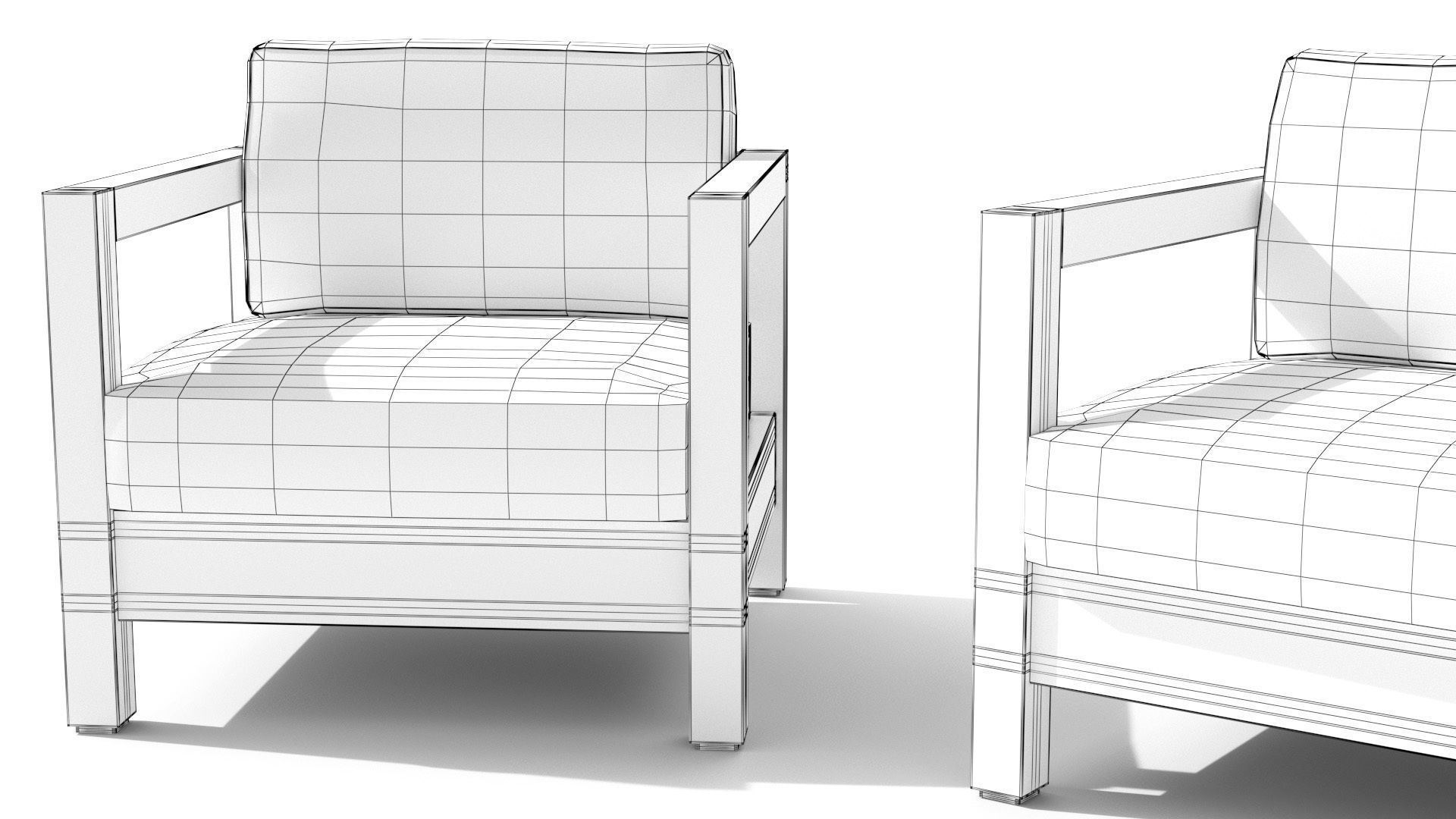 Arca Vintage Brown Sofa Set Low-poly 3D model_11