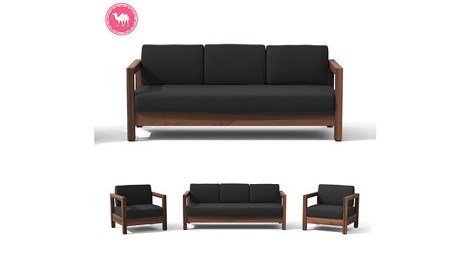 Arca Vintage Brown Sofa Set Low-poly 3D model