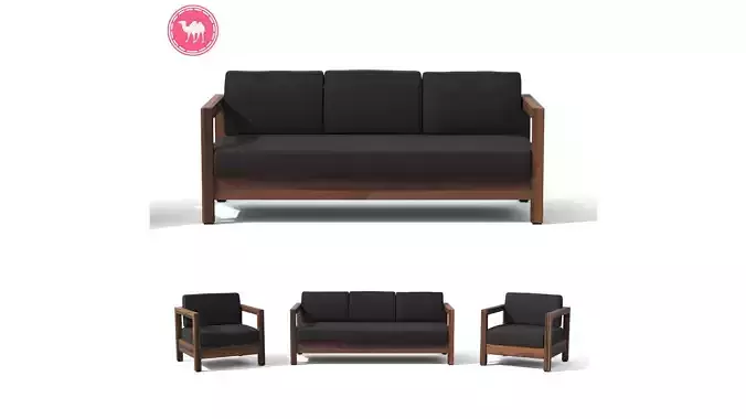 Arca Vintage Brown Sofa Set Low-poly 3D model