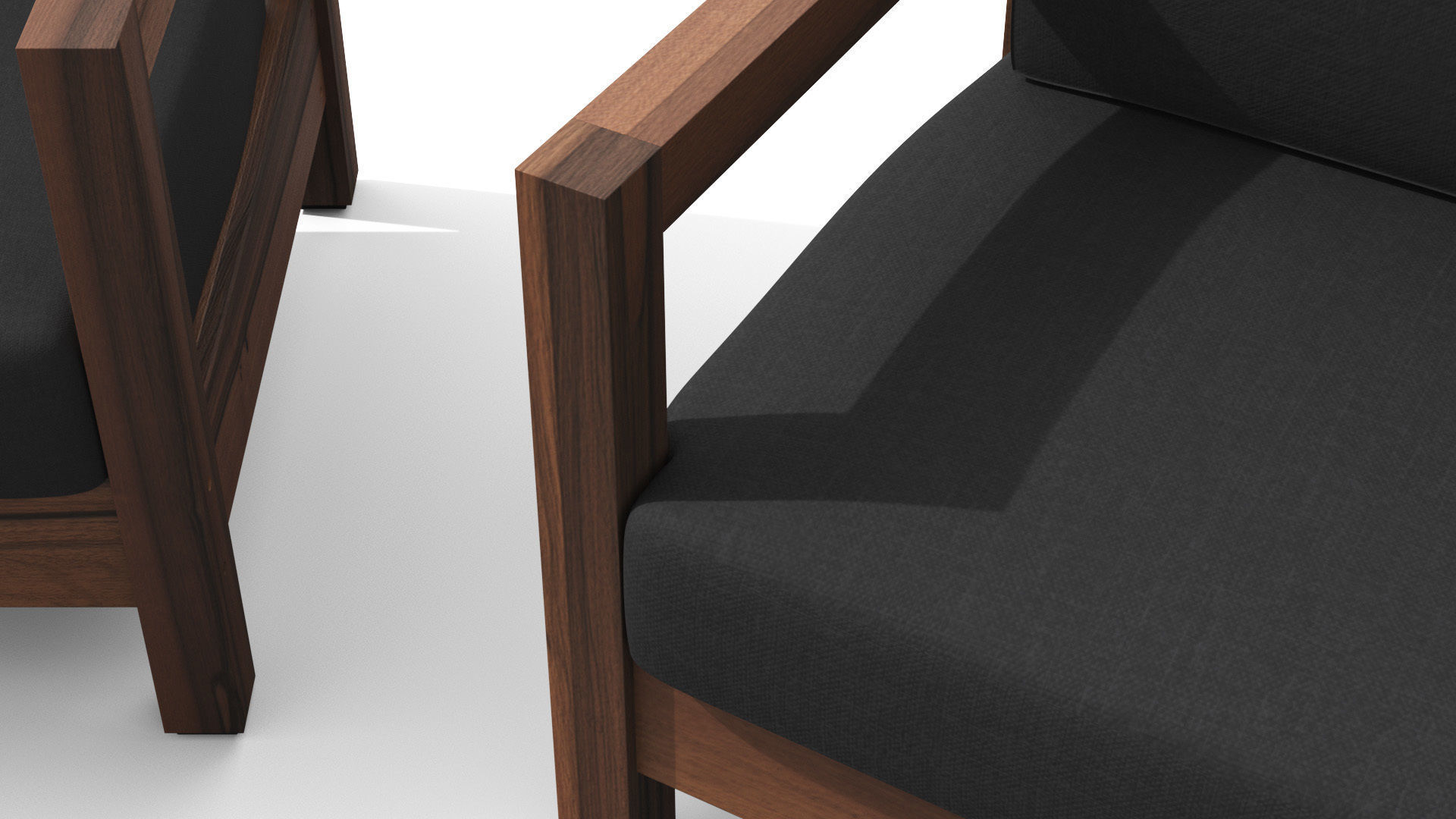 Arca Vintage Brown Sofa Set Low-poly 3D model_4