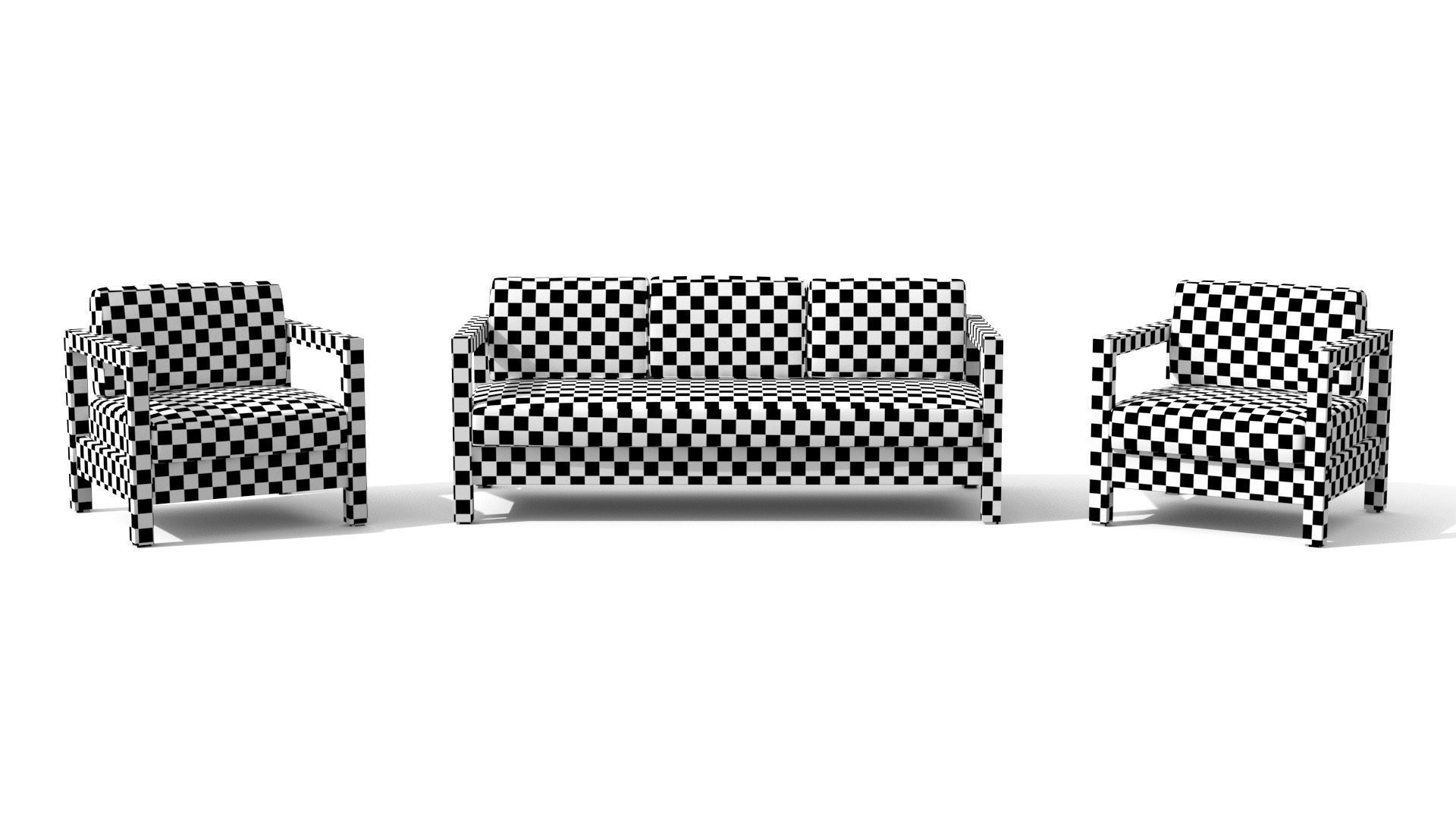 Arca Vintage Brown Sofa Set Low-poly 3D model_20