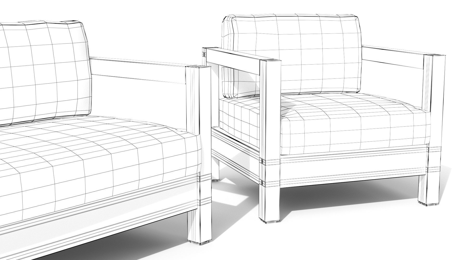 Arca Vintage Brown Sofa Set Low-poly 3D model_12