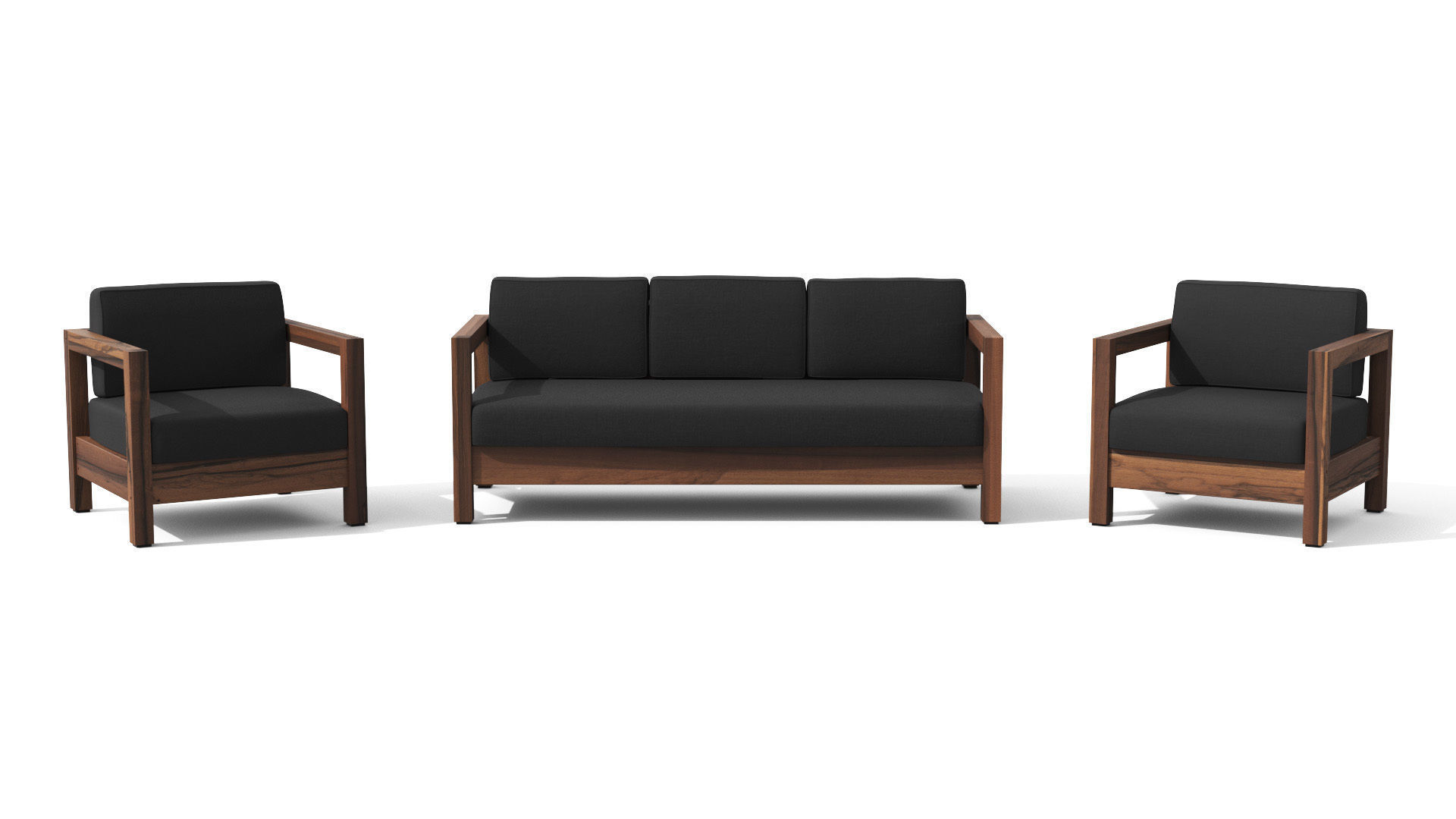 Arca Vintage Brown Sofa Set Low-poly 3D model_1