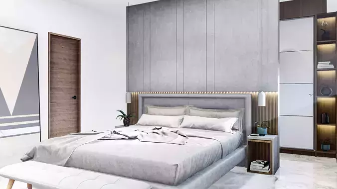 Bedroom modern with walls and furniture