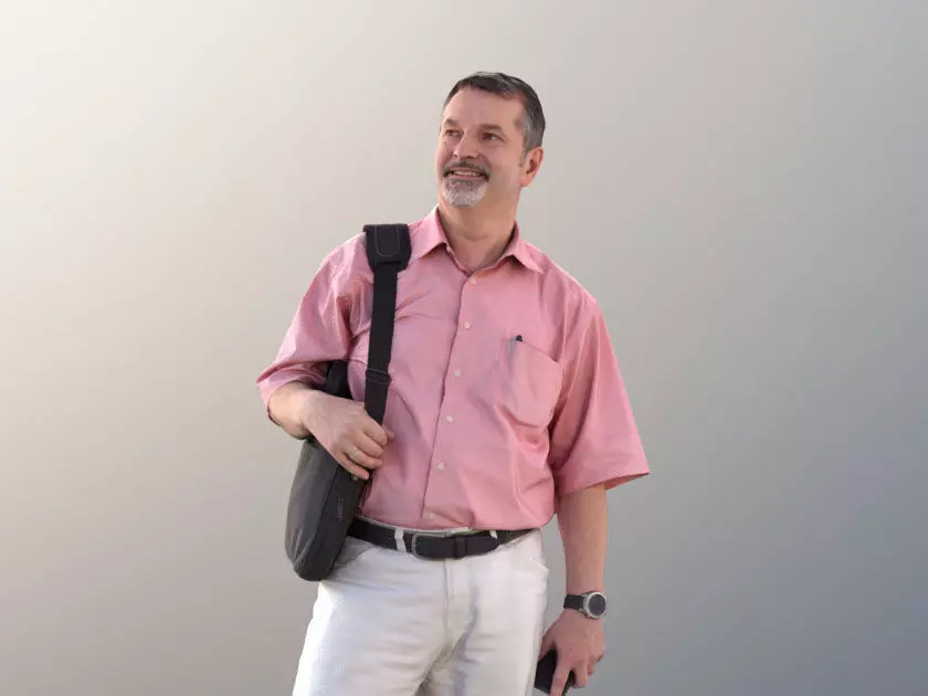 Hugo 10234 - Man Standing With Bag And Phone 3D model_0