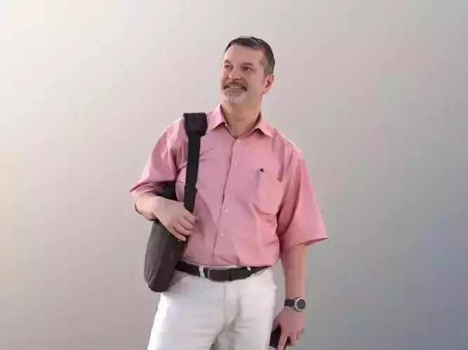Hugo 10234 - Man Standing With Bag And Phone 3D model