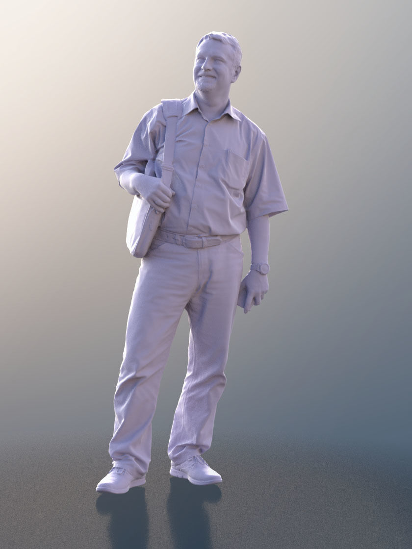 Hugo 10234 - Man Standing With Bag And Phone 3D model_4