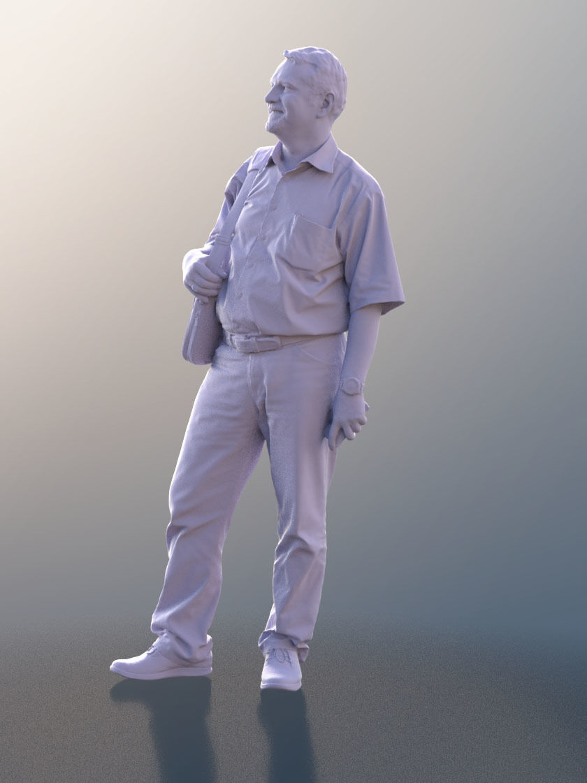Hugo 10234 - Man Standing With Bag And Phone 3D model_5