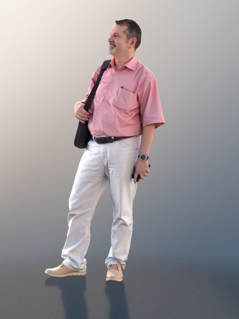 Hugo 10234 - Man Standing With Bag And Phone 3D model_3