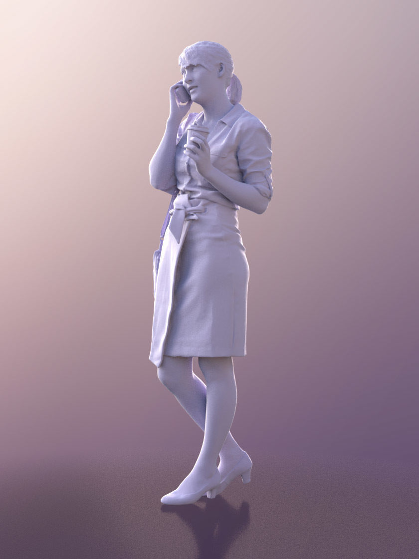 Svenja 10517 - Woman With Purse And Coffee Talking On The Phone 3D model_5