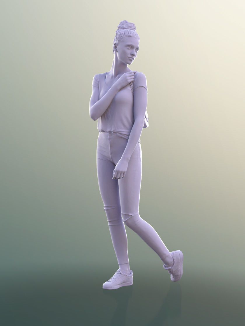 Myriam 10030 - Young Woman With Purse Walking And Looking Around 3D model_5