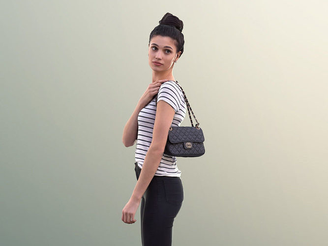 Myriam 10030 - Young Woman With Purse Walking And Looking Around 3D model