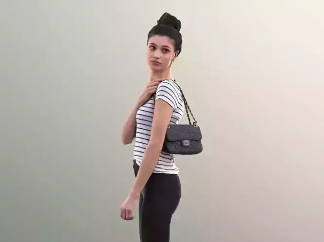Myriam 10030 - Young Woman With Purse Walking And Looking Around 3D model