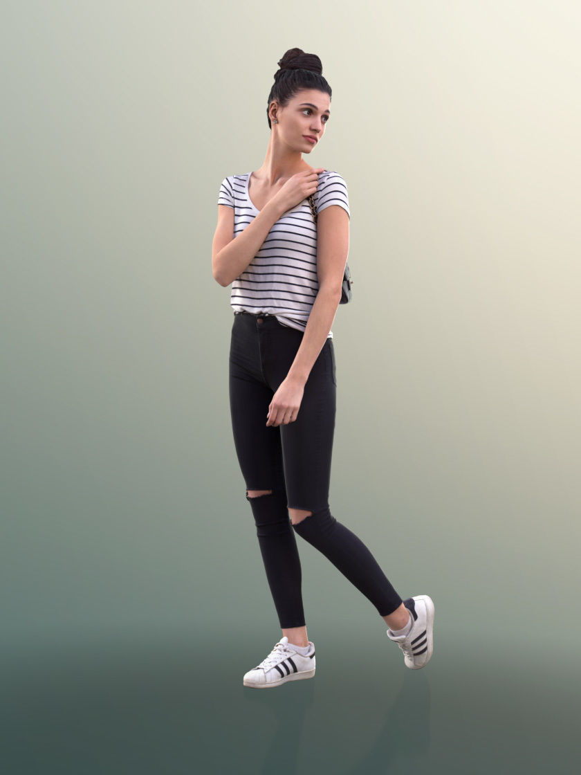Myriam 10030 - Young Woman With Purse Walking And Looking Around 3D model_3