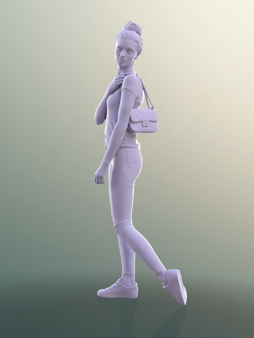 Myriam 10030 - Young Woman With Purse Walking And Looking Around 3D model_4