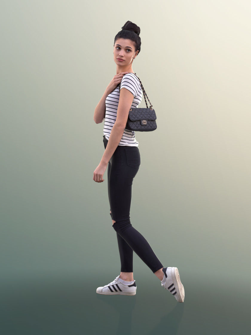 Myriam 10030 - Young Woman With Purse Walking And Looking Around 3D model_2
