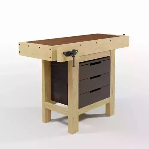 Workbench wooden with drawers