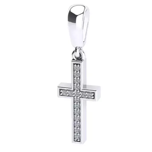 pendant cross jewel with round diamond 16 stones