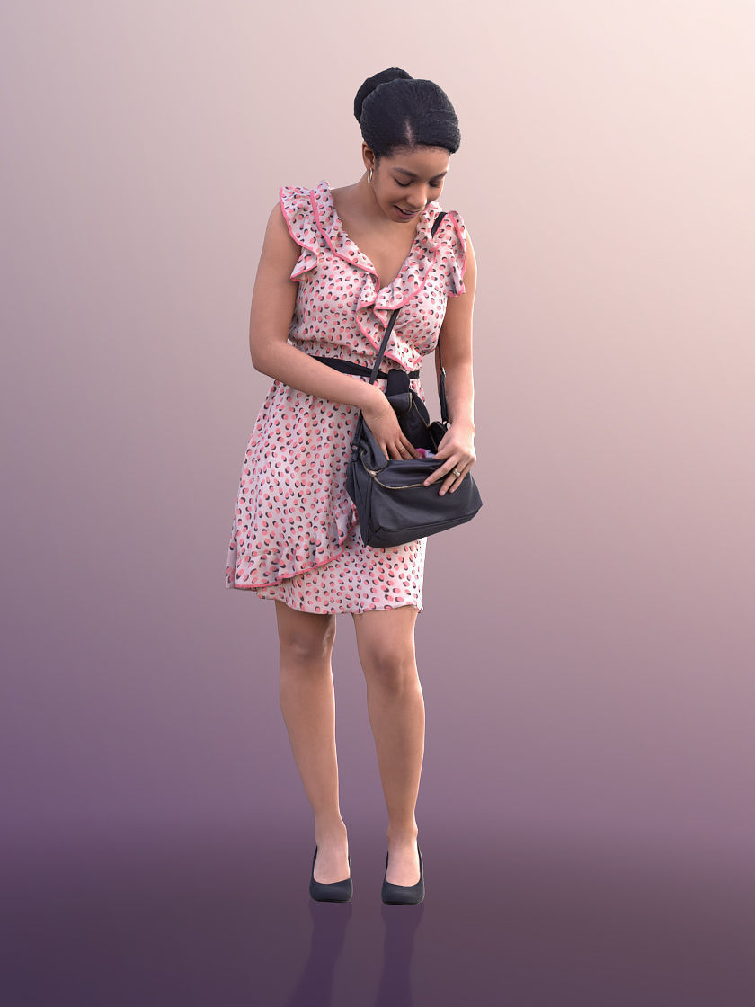 Yanelle 10094 - Woman In Summer Dress Looking Through Her Purse 3D model_2