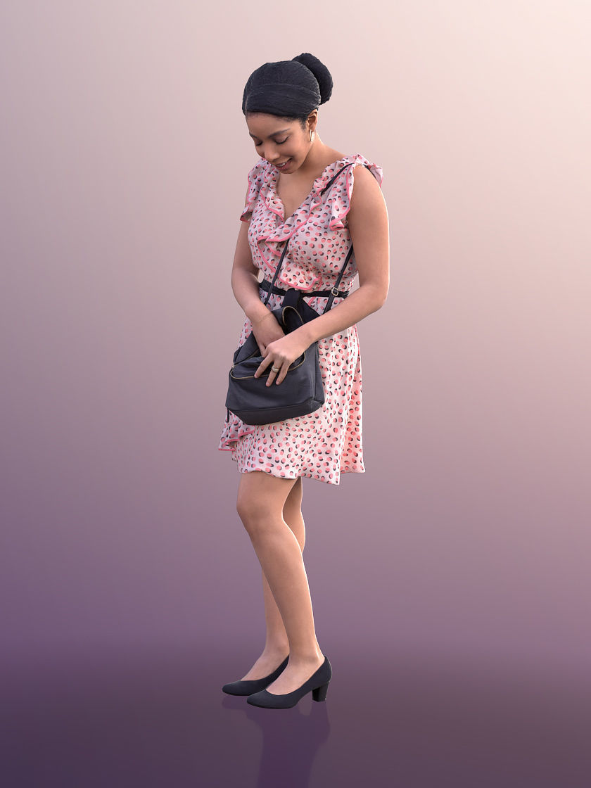 Yanelle 10094 - Woman In Summer Dress Looking Through Her Purse 3D model_3
