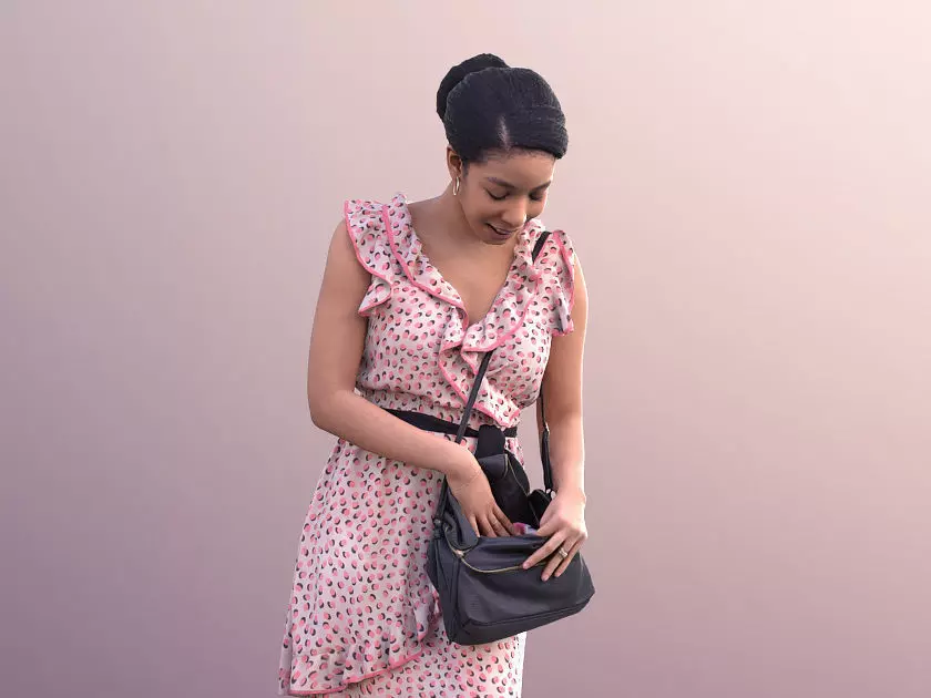 Yanelle 10094 - Woman In Summer Dress Looking Through Her Purse 3D model_0