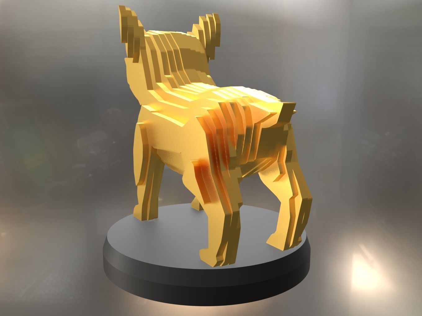 Parametric French Bulldog Puppy Low-poly 3D model_4