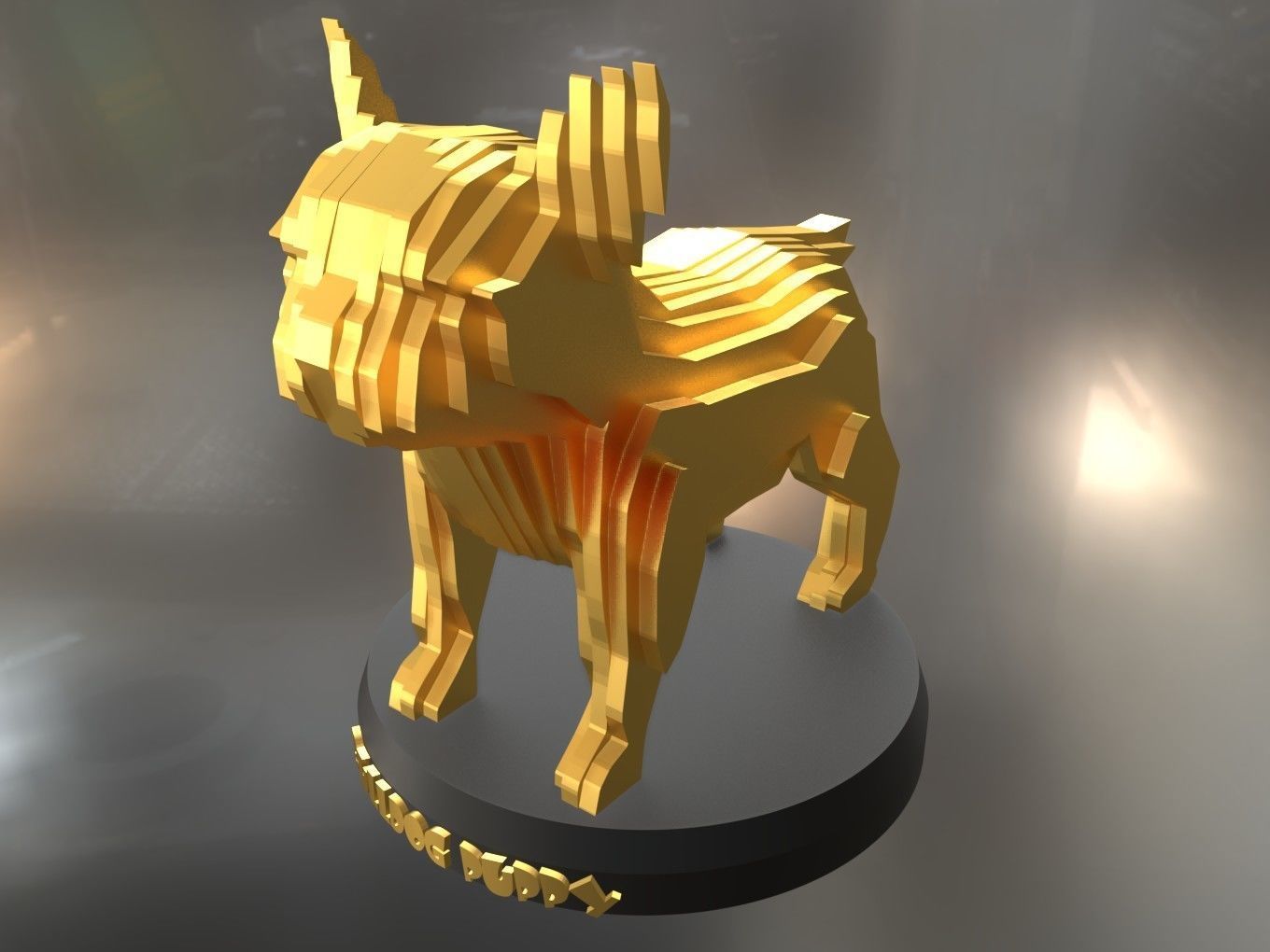Parametric French Bulldog Puppy Low-poly 3D model_6