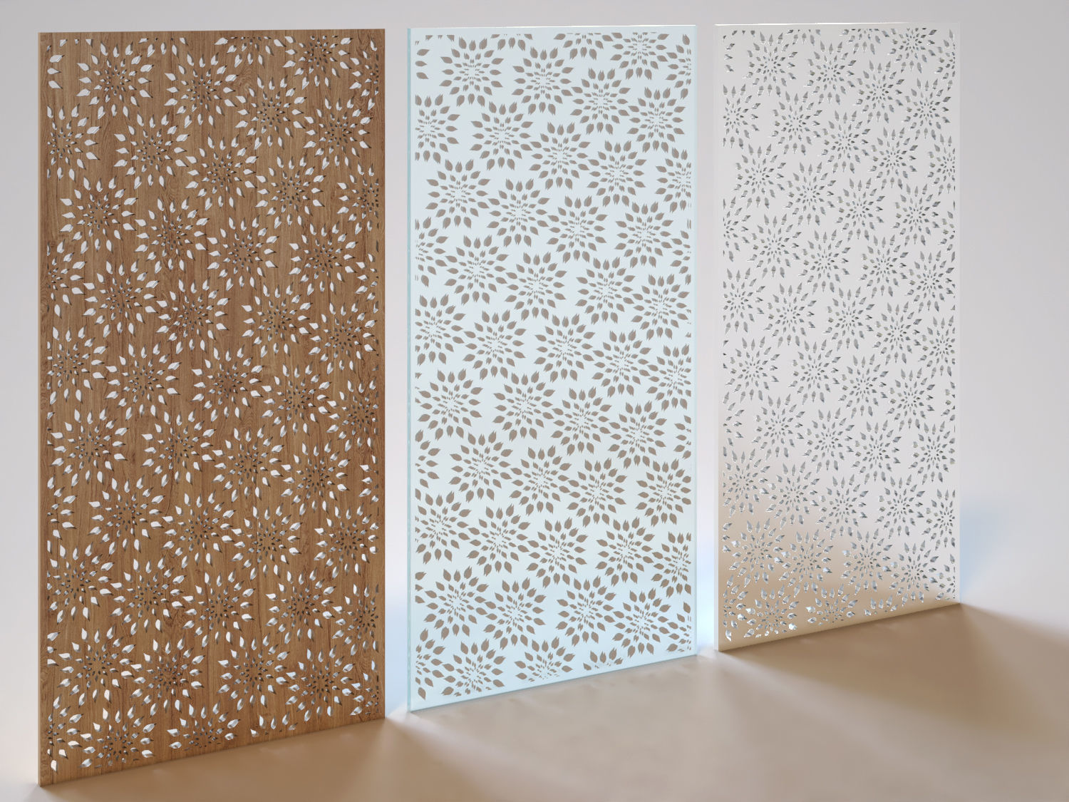 Partition three glass panels 3D model_1