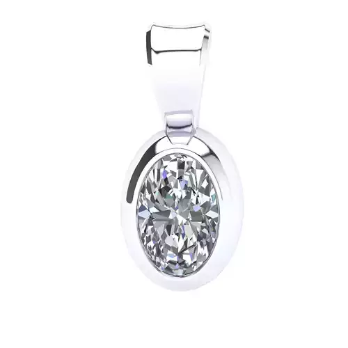 pendant solitary jewel with oval cut 6x4 diamond 1 stone