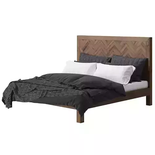 Pottery Barn Hensley Reclaimed Wood Platform Bed 3D model