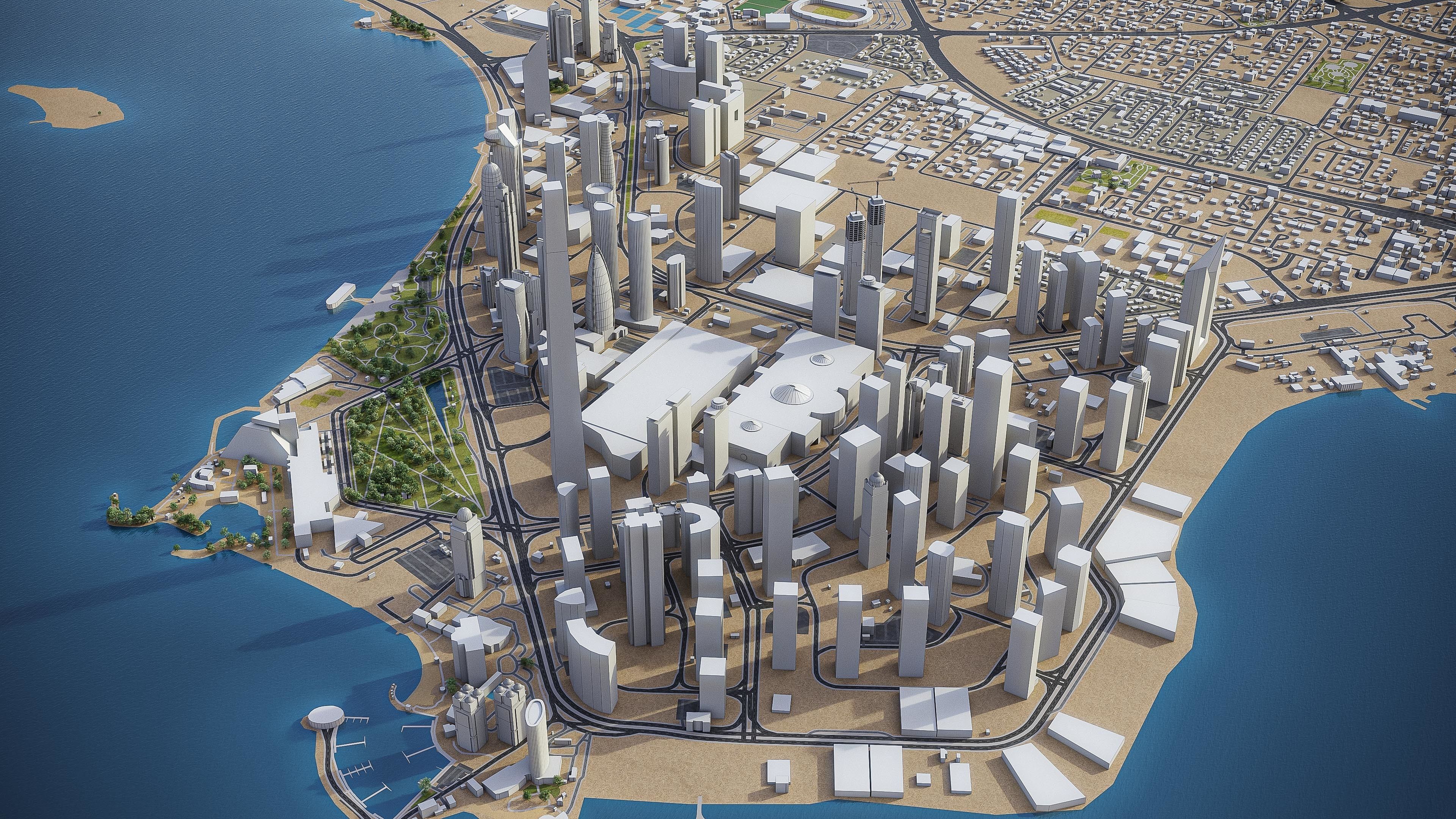 Doha - West Bay Low-poly 3D model_4