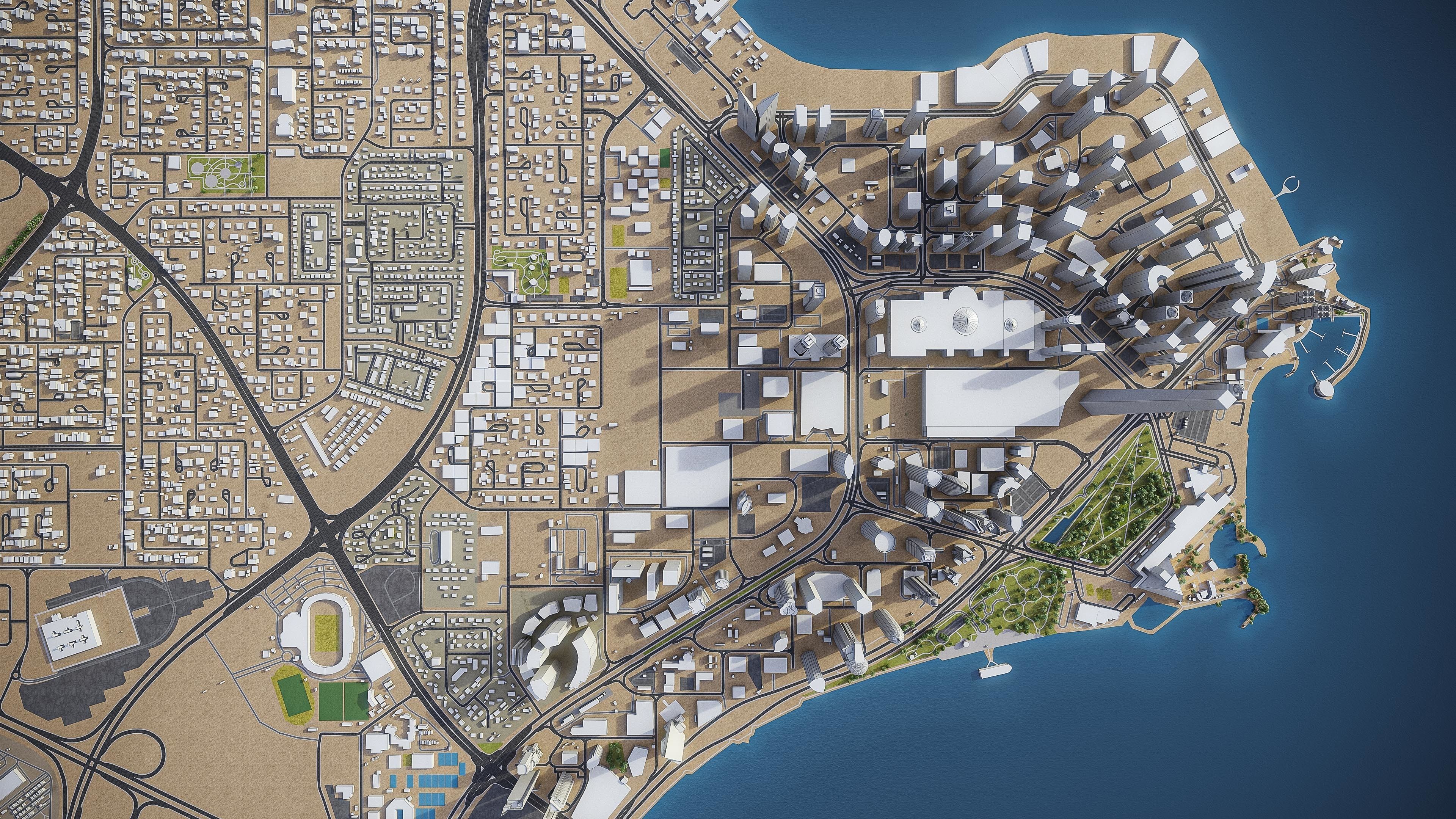 Doha - West Bay Low-poly 3D model_11