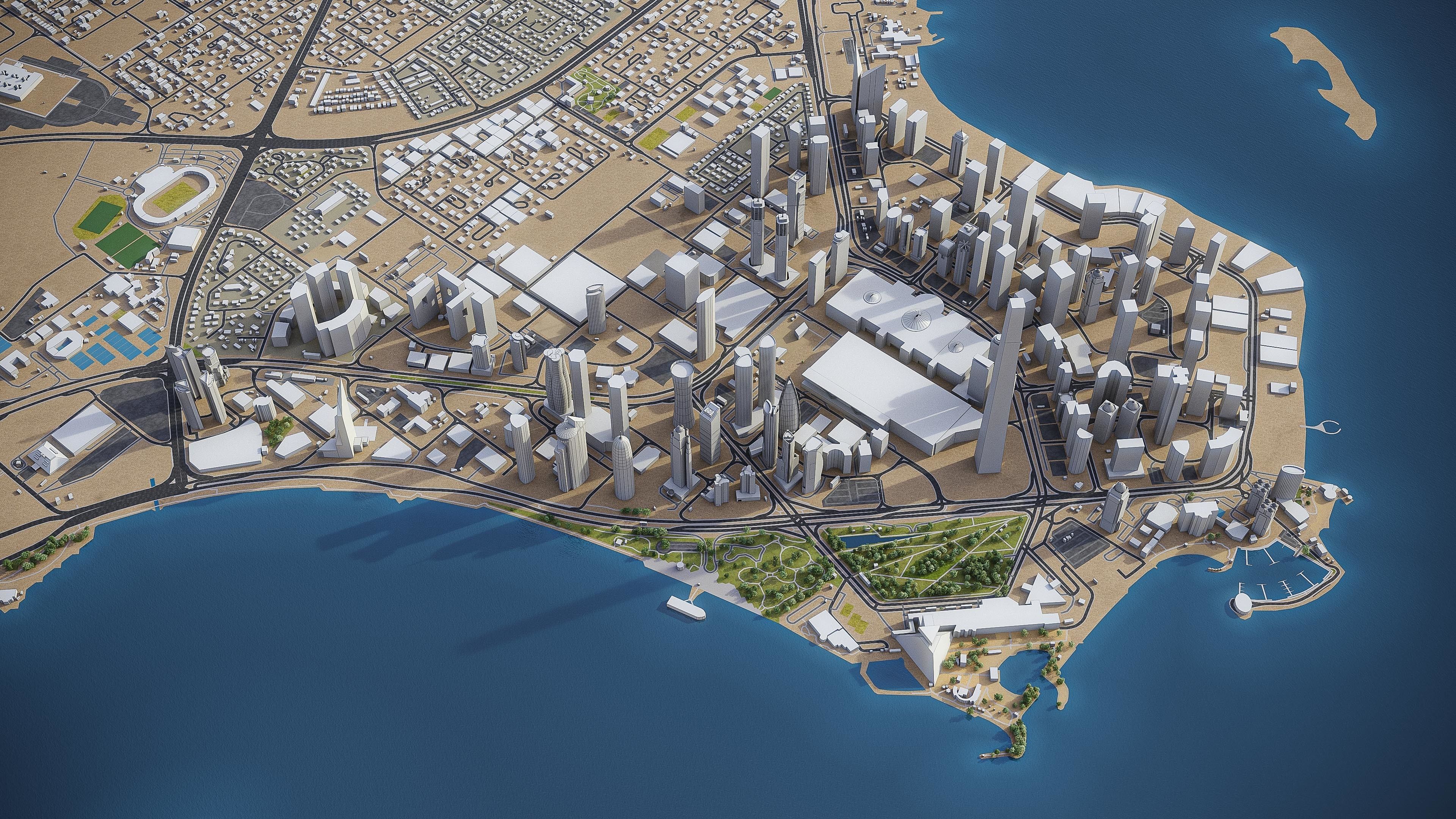 Doha - West Bay Low-poly 3D model_7