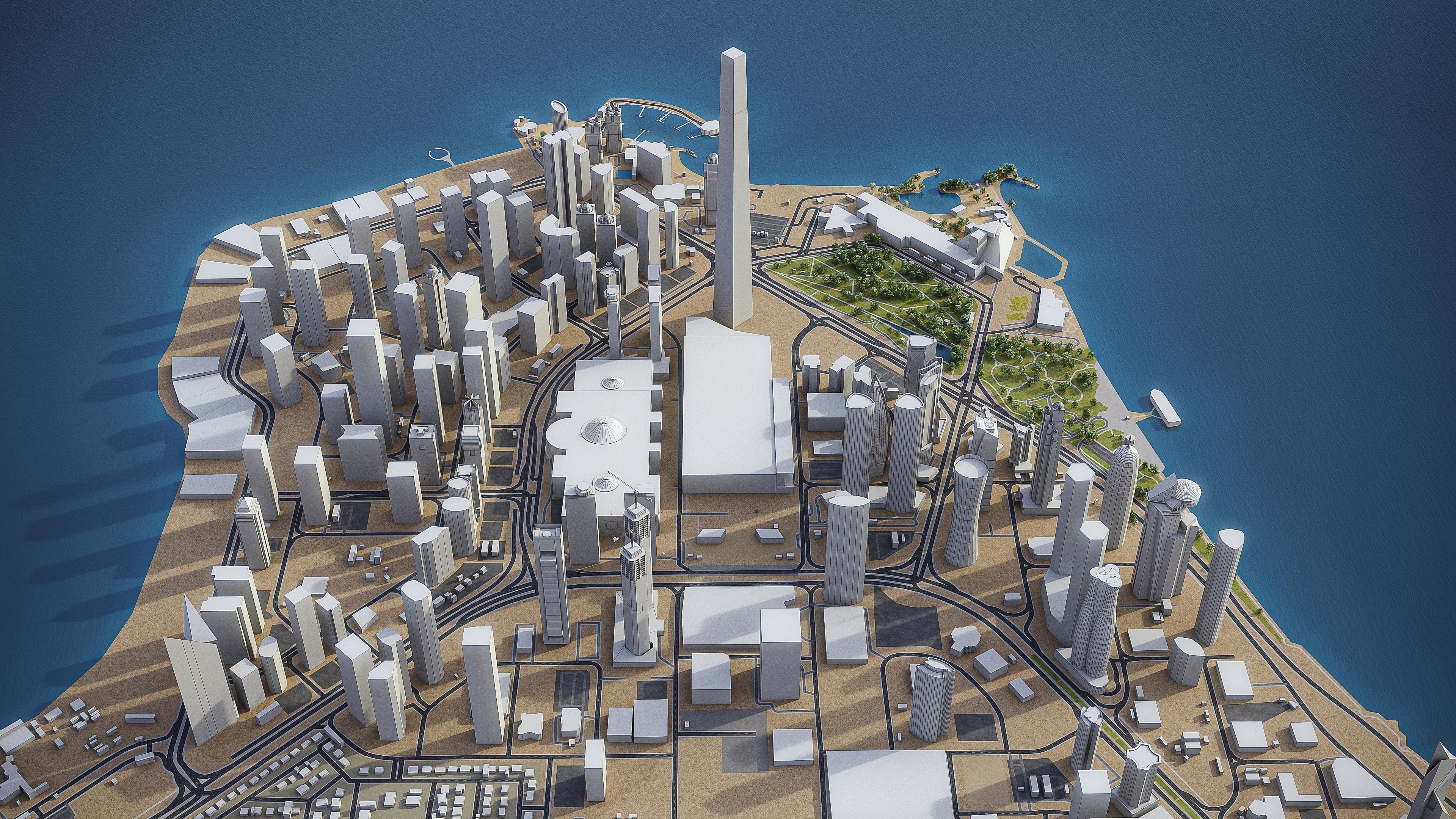 Doha - West Bay Low-poly 3D model_2