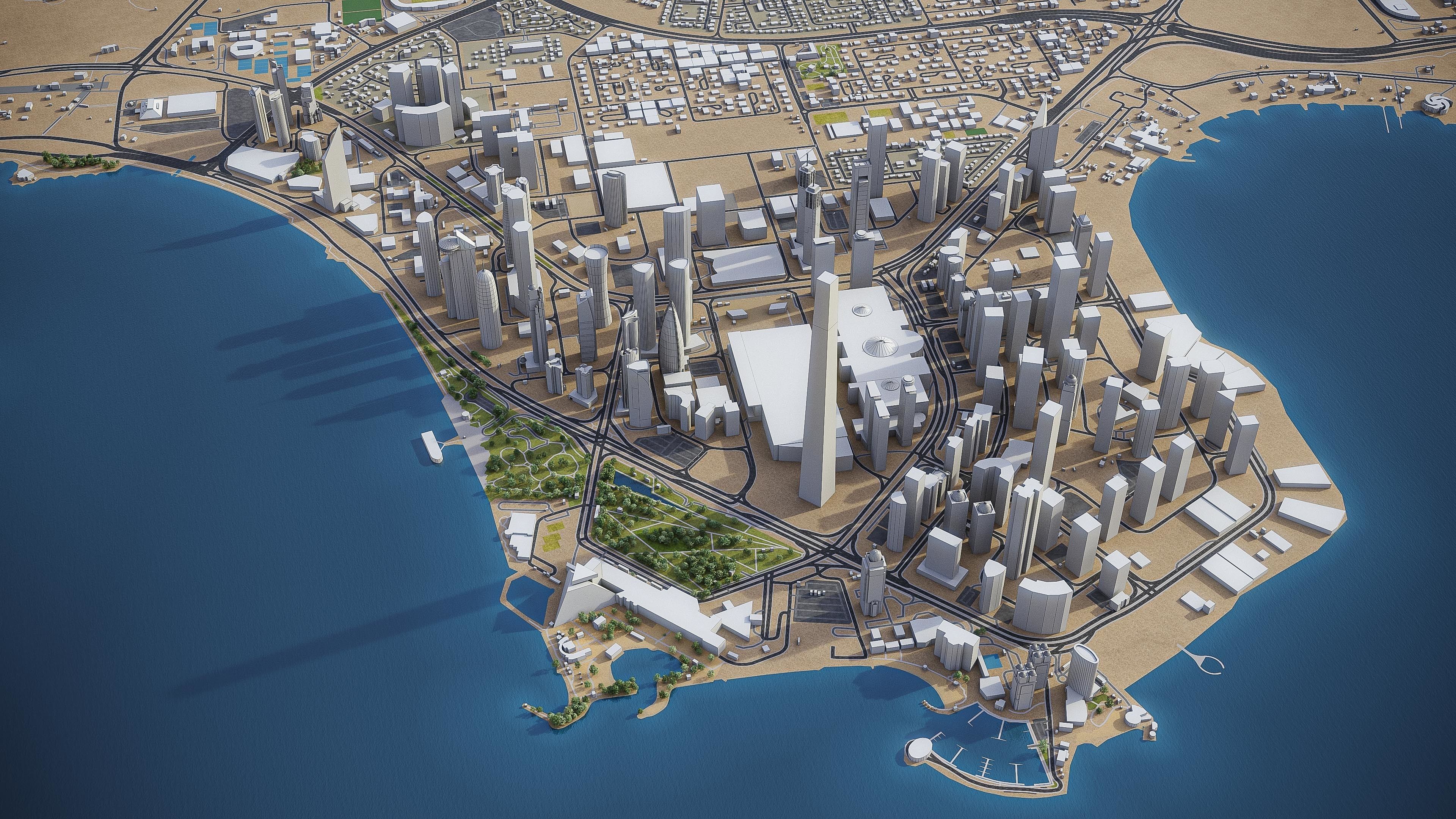 Doha - West Bay Low-poly 3D model_10