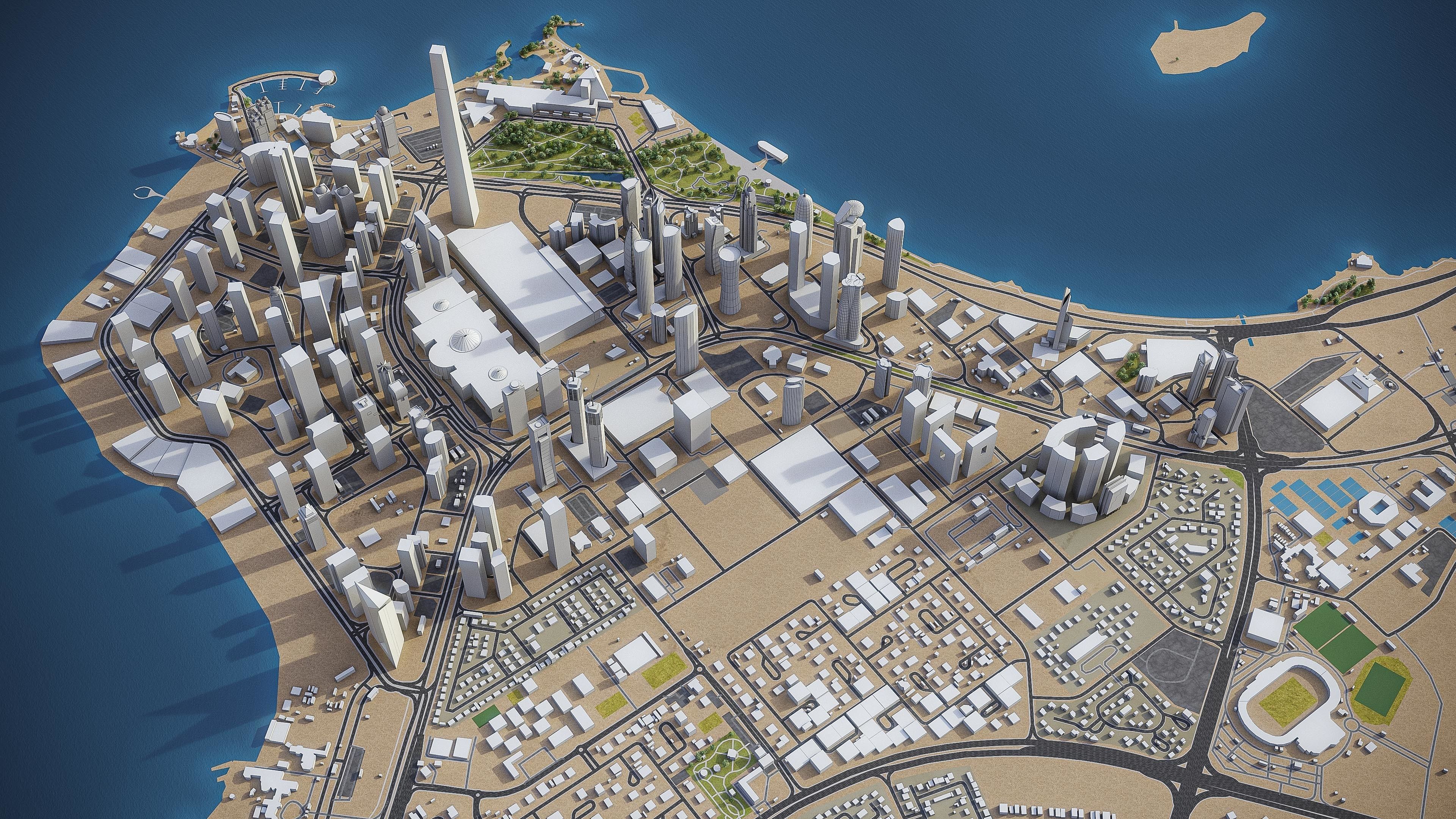 Doha - West Bay Low-poly 3D model_8