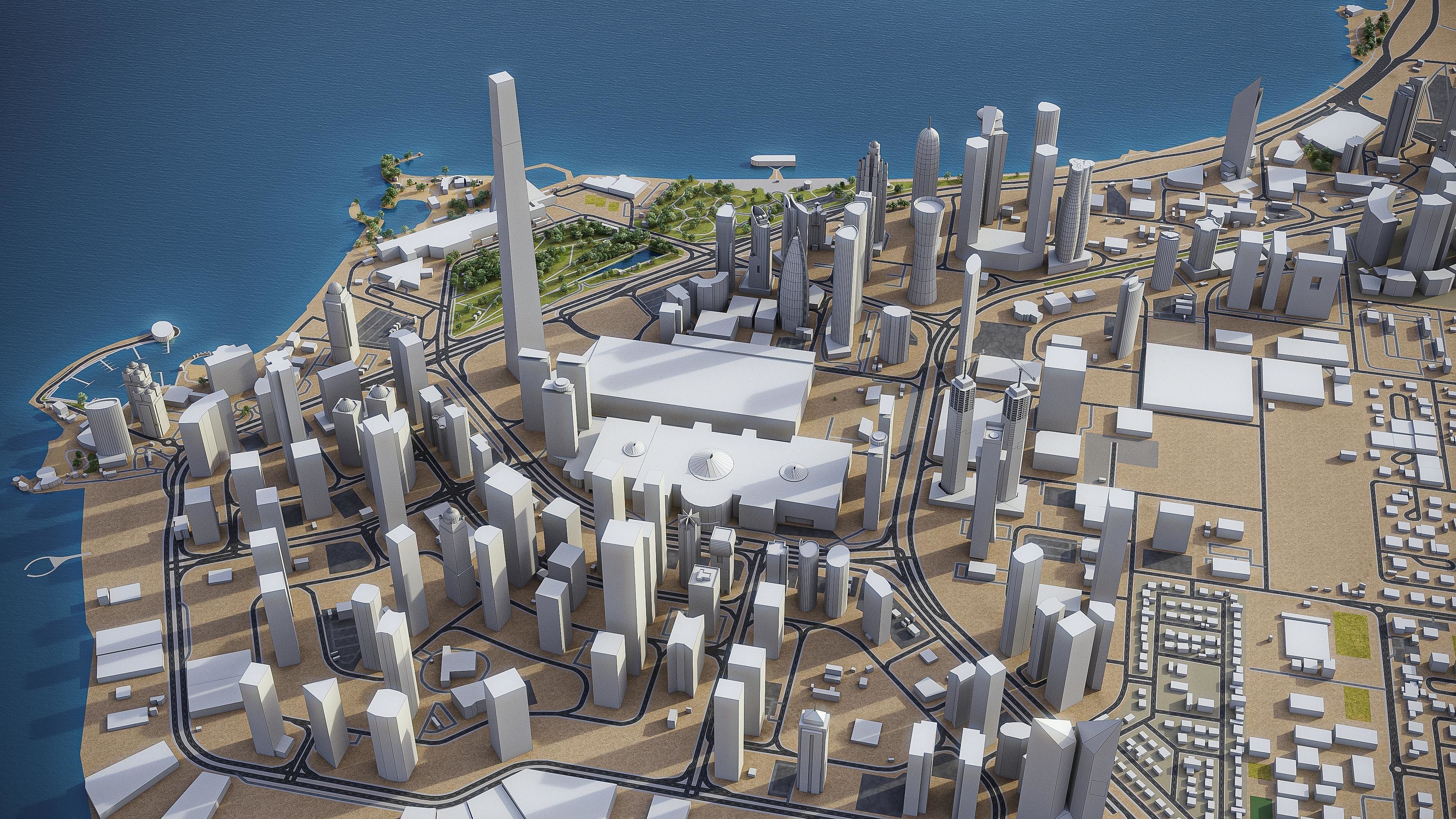 Doha - West Bay Low-poly 3D model_3