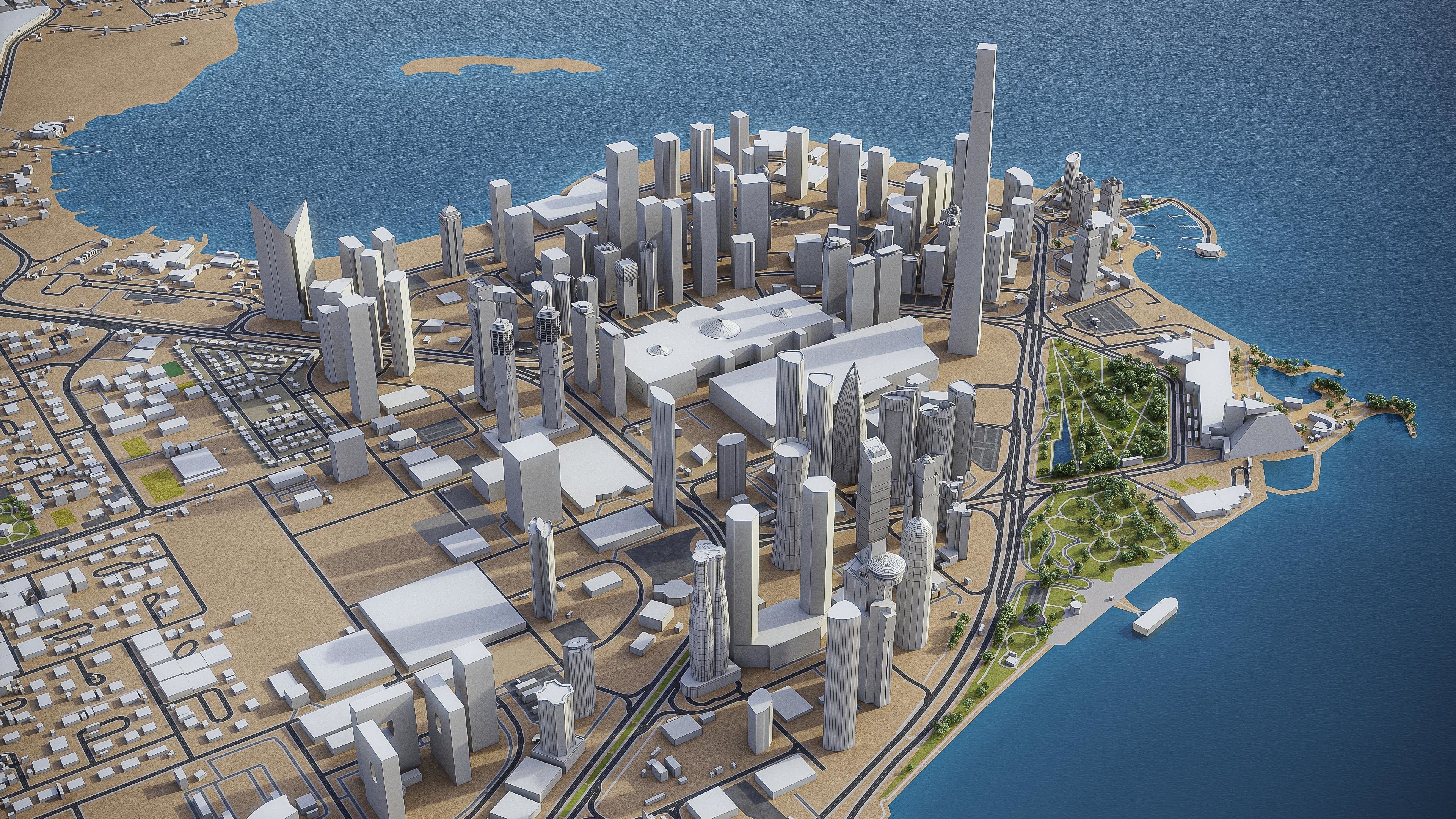 Doha - West Bay Low-poly 3D model_1
