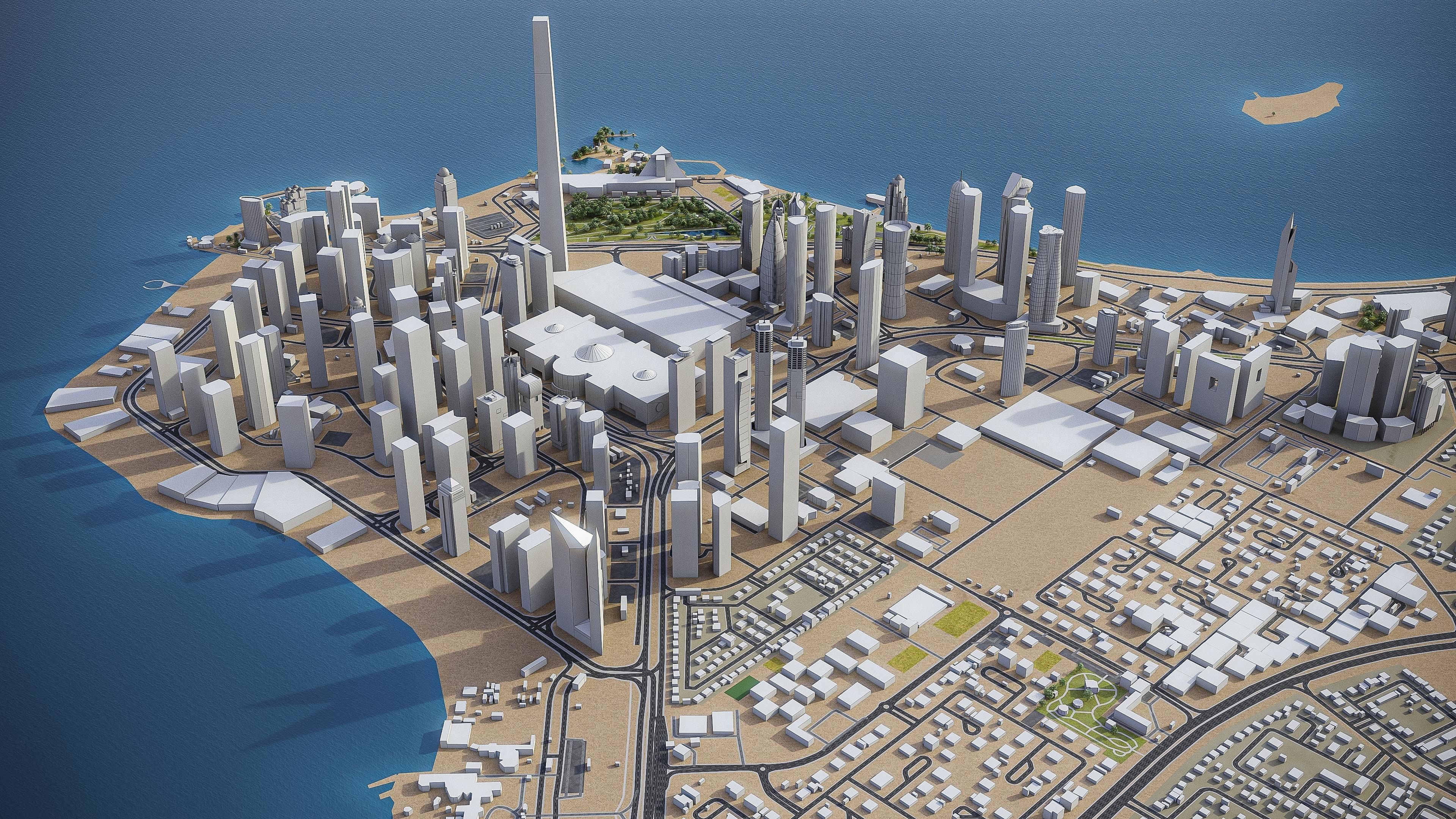 Doha - West Bay Low-poly 3D model_6