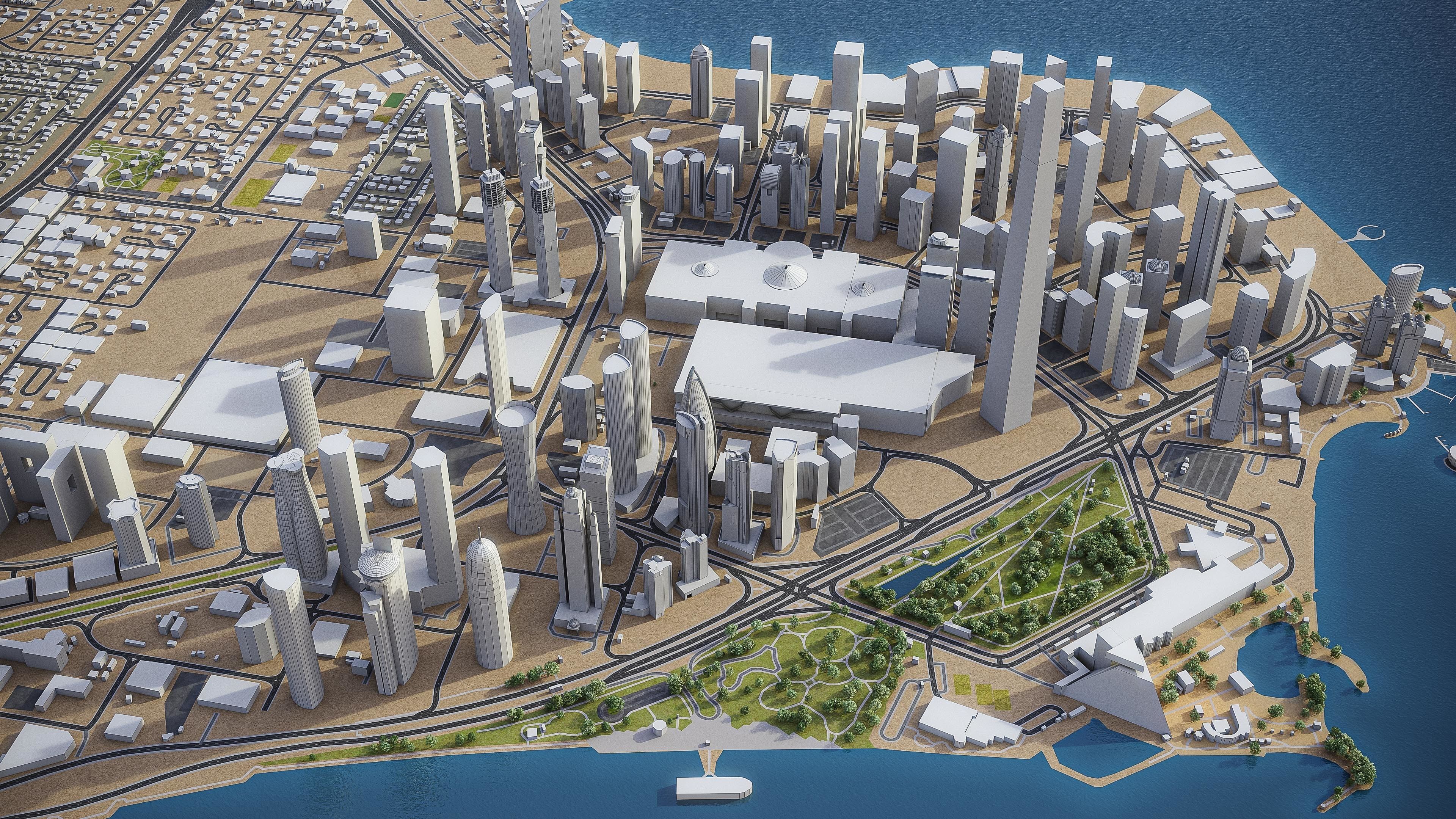 Doha - West Bay Low-poly 3D model_5