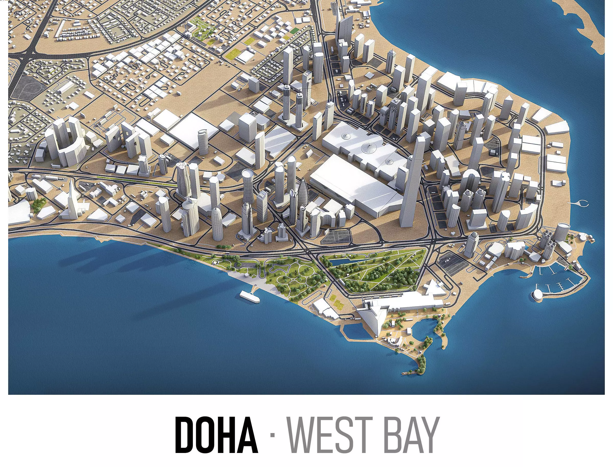 Doha - West Bay Low-poly 3D model_0